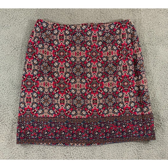 Talbots A-Line Skirt Women's Size 16W Pink Floral Stretch Regular Fit Front Zip - Picture 1 of 8
